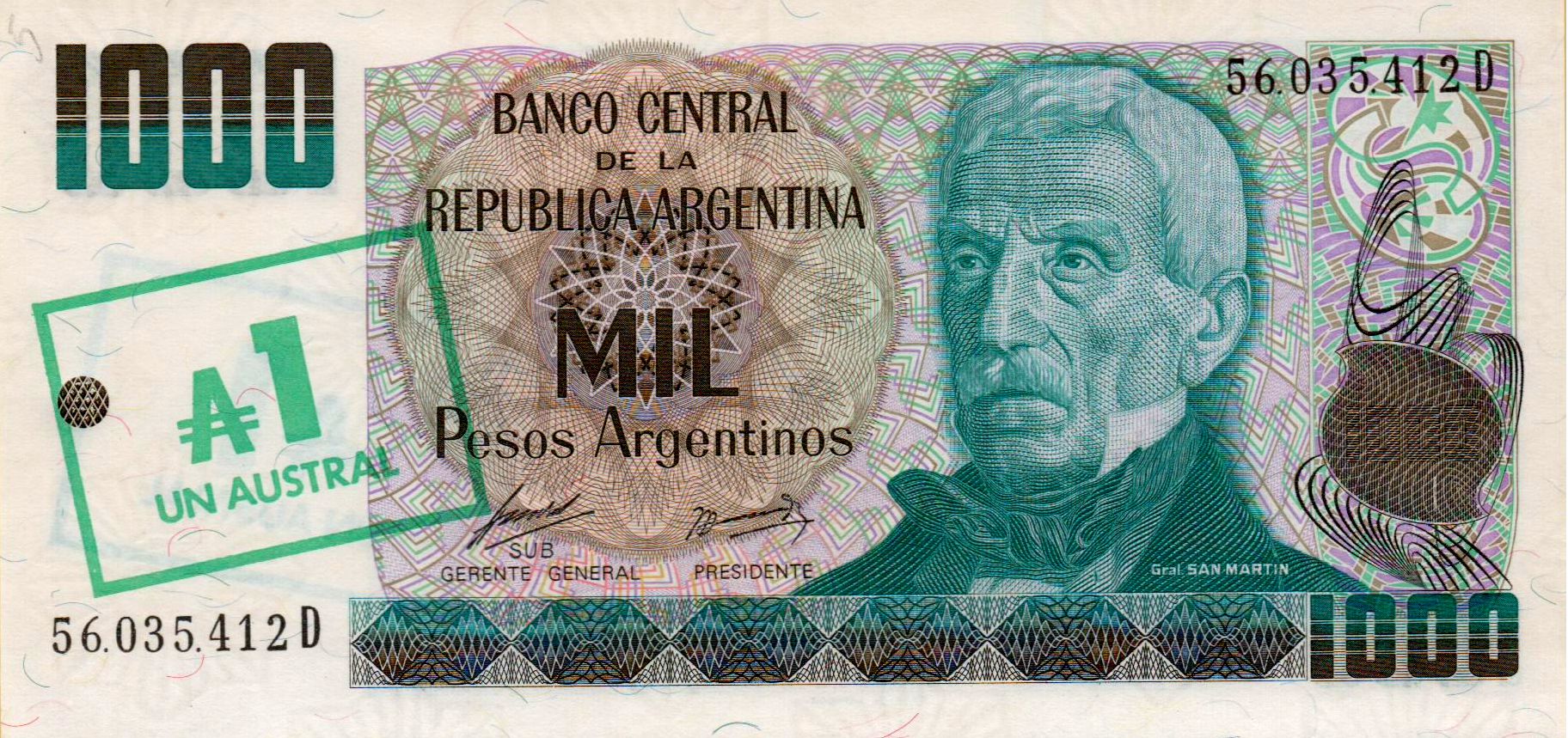 Argentina 1 1985 UNC P-320